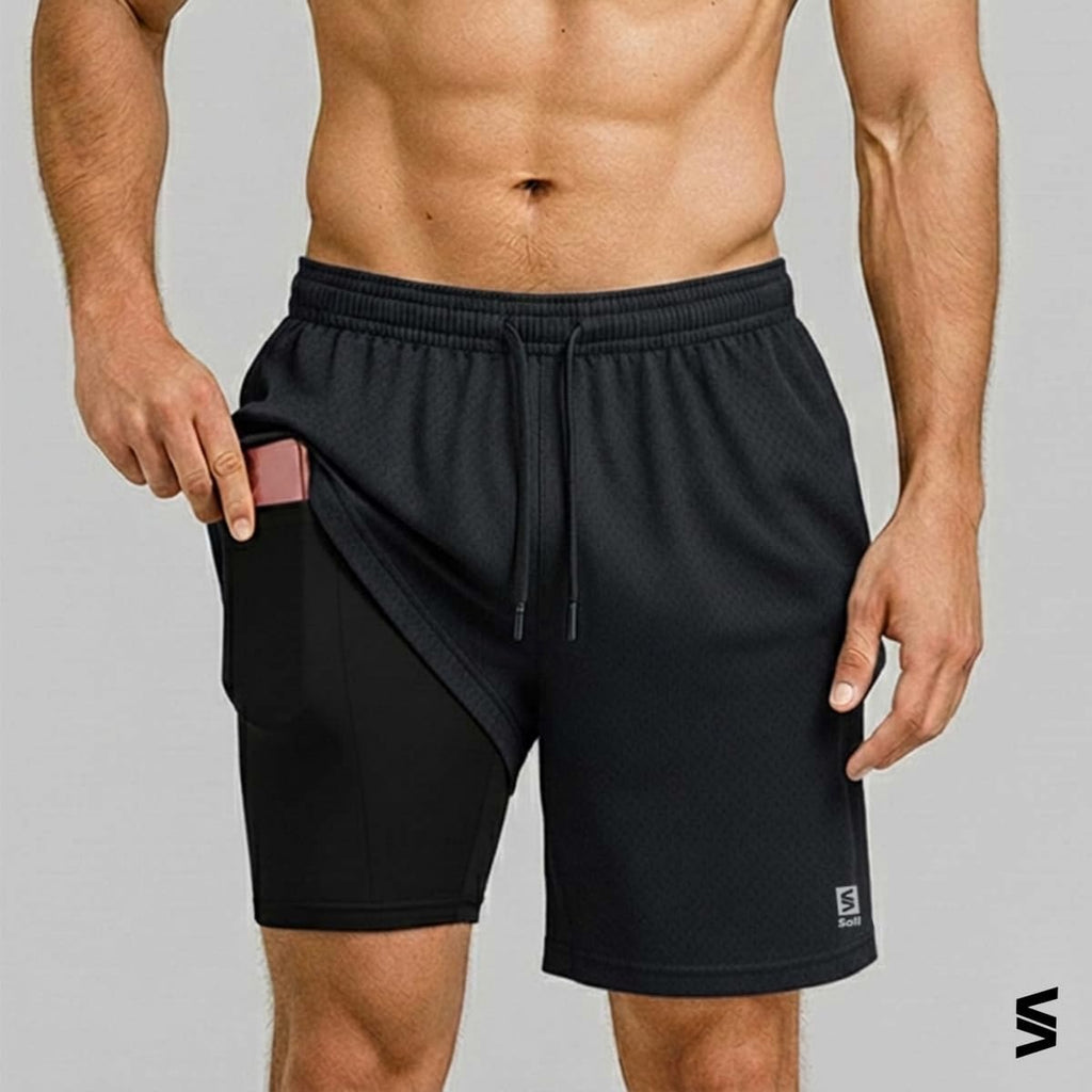 Kit 3 Men's 2-in-1 Training Shorts with Inner Compression Pocket
