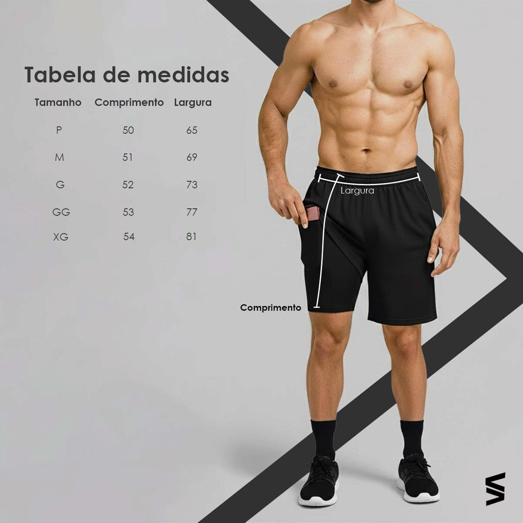 Kit 3 Men's 2-in-1 Training Shorts with Inner Compression Pocket