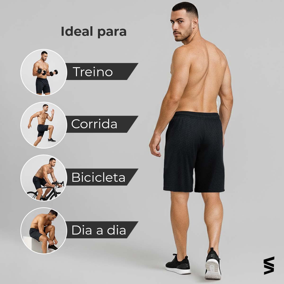 Kit 3 Men's 2-in-1 Training Shorts with Inner Compression Pocket