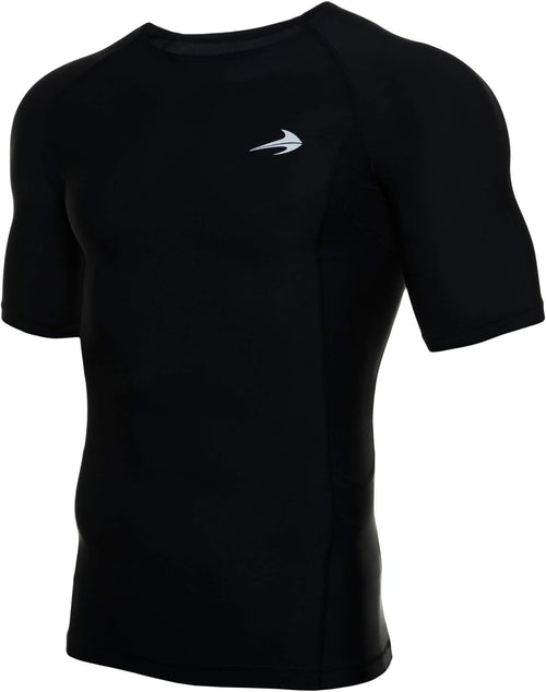 Men'S Compression Shirt - Athletic Base Layer for Workouts Running Dry Fit Athletic Training Black Large